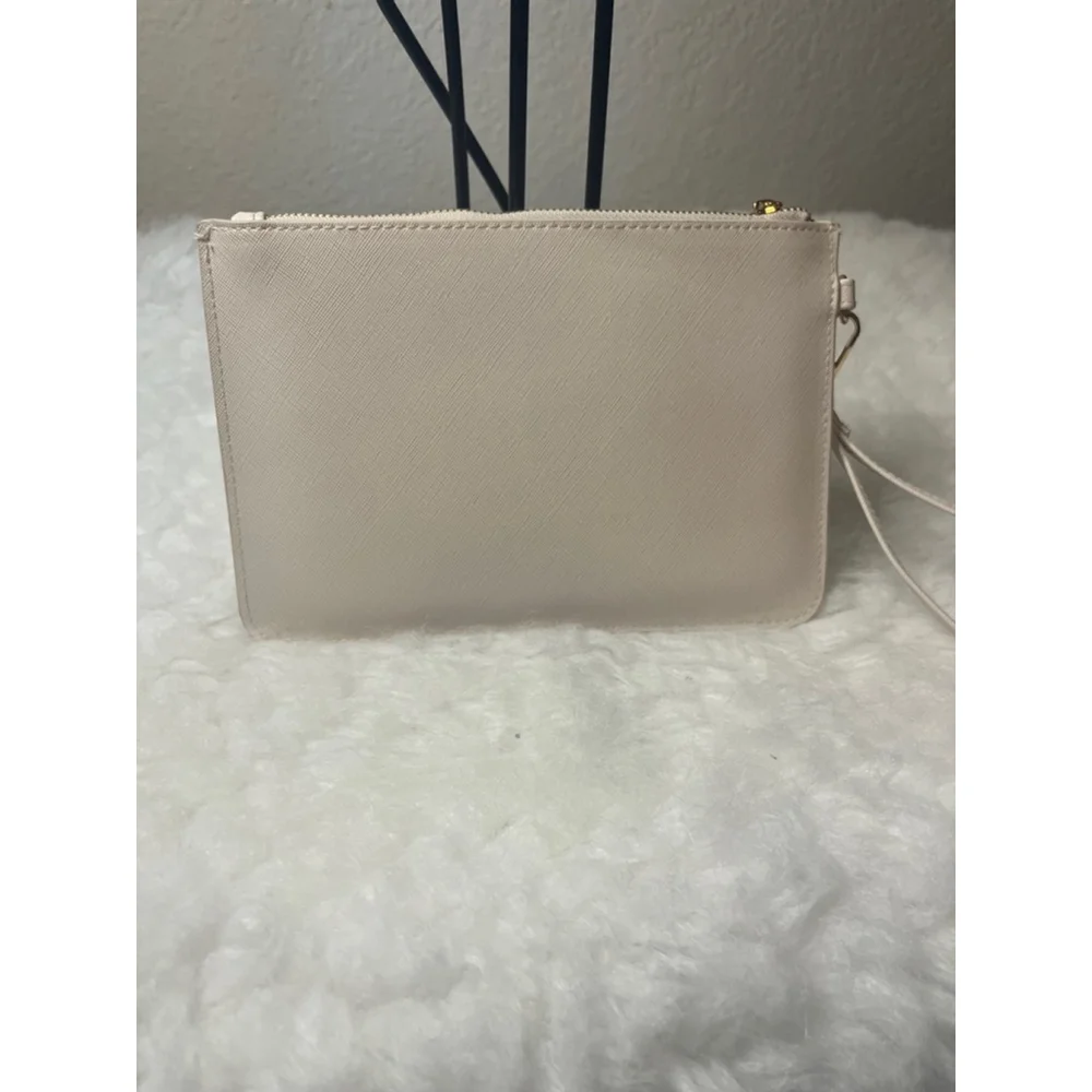 Clutch/Envelope Slim Handbag with handle Strap Beige Color Mrs. Logo